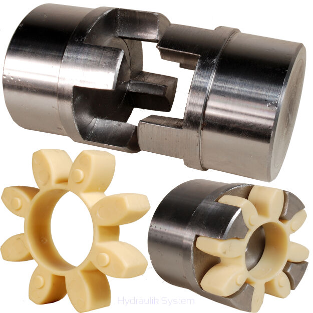 Sprzęgło kłowe rozłączne H28 - średnica 65 mm (2 piasty + łącznik 92 Shora)