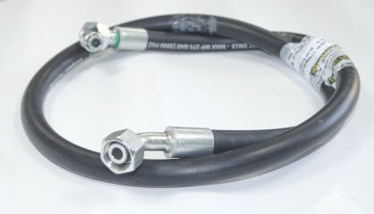 Wąż hydrauliczny dwuoplotowy fi 13 L- 1480 końcówki kątowe 45 i 90 22x1,5